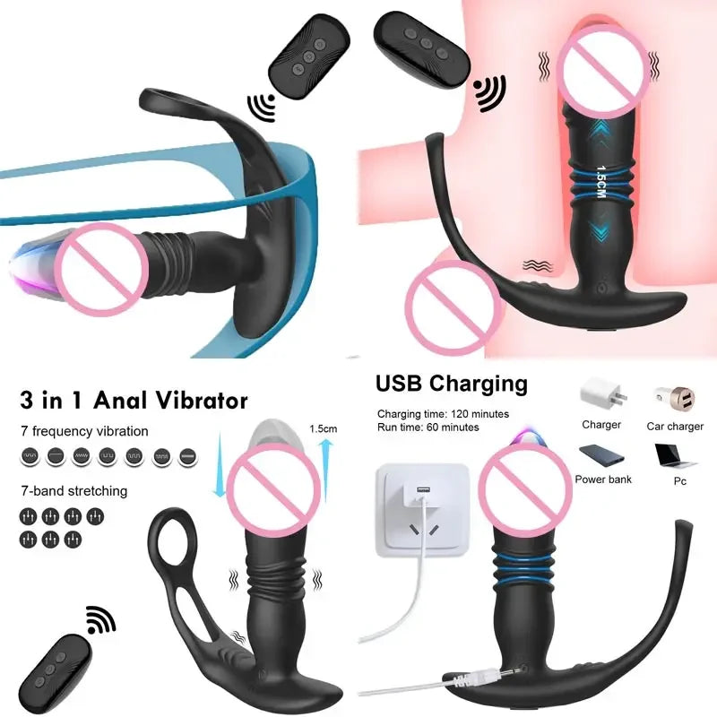 Wearable Insertion Butt Plug With Remote Controlled Vibrational Modes