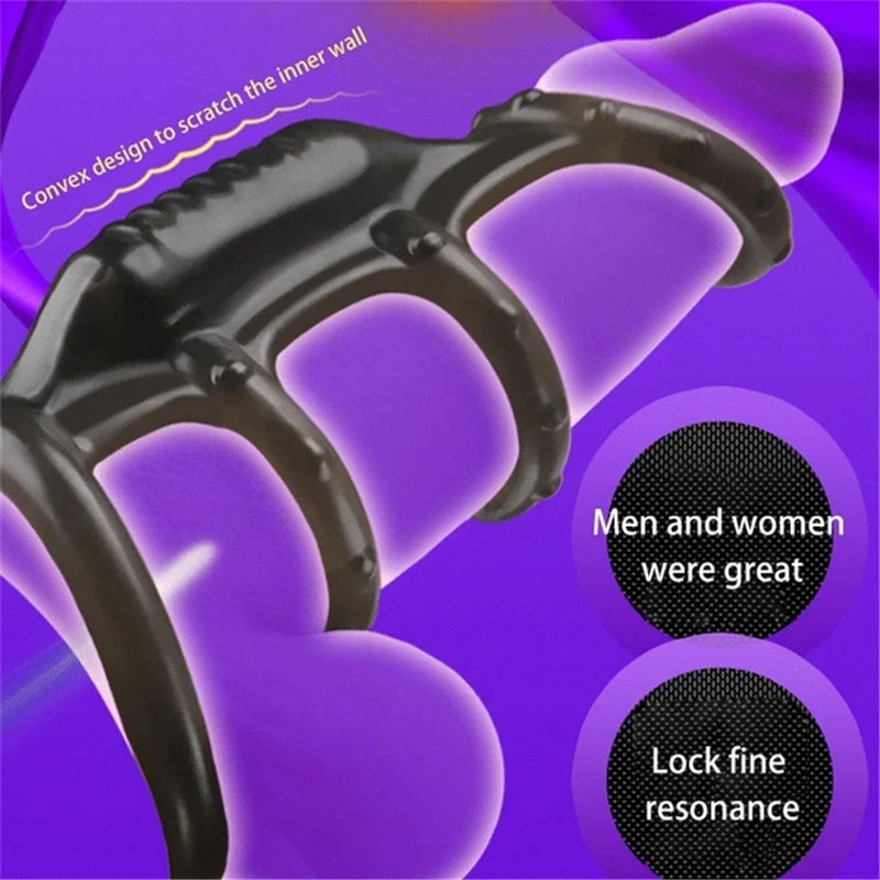 Male Ejaculation Delay Cock Sleeve with Built in Vibrating Ring
